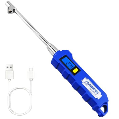 Rechargeable Digital Tire Pressure Gauge, Heavy-Duty Dual-Head Tire Gauge, USB-C Fast Charging, Backlit Display, LED Light, 4 Unit Switching, for Trucks, Motorhomes, Cars, and Motorcycles