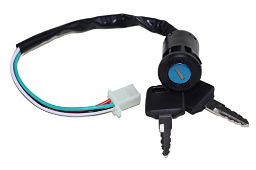 4 Pin Wire Ignition Starter On Off Switch Key for 50cc 70cc 90cc 110cc 125cc TaoTao Coolster Sunl Baja Roketa Apollo Kymco Chinese ATV Dirt Pit Bike Quad Go Kart Moped Scooter Mini Bike