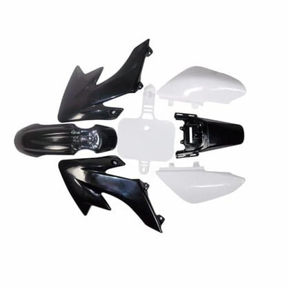 CRF50 Plastic Kit XR50 Plastic Fender Kit with Graphics Sticker Decals Kit & Red Seat & Fuel Tank For CRF 50 XR 50 SDG SSR 107 110 125 Pit Dirt Bike Motorcycle (Black+White) - color: Black+White