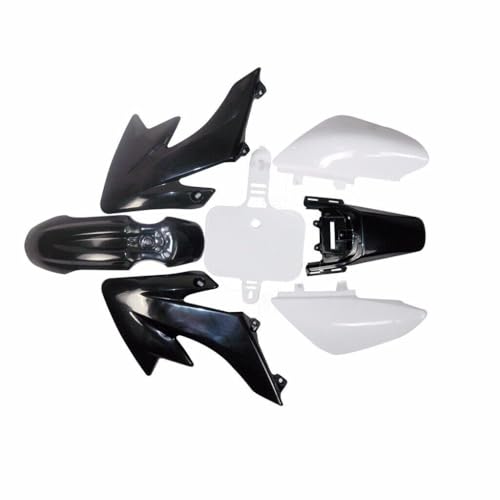 CRF50 Plastics Kit Pit Bike Parts Fairings Fenders + Black Seat for CRF 50 XR 50 XR50 SSR 110 SSR 125 Taotao DB14 Coolster 125cc Dirt Pit Bikes (Black+White) - color: Black+White