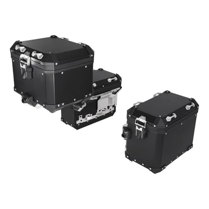TCT-MOTORPARTS Trunk Saddlebags Pannier Side Case Luggage Bag Fits for BMW F850GS F900GS R1200GS - color: Black Saddlebags (48L)+Trunk (38L)