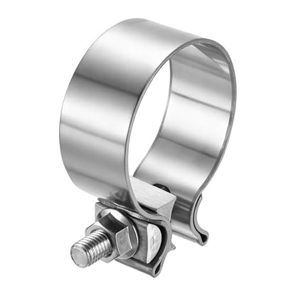 HARFINGTON 410 Stainless Steel Exhaust Clamp 2.36" Butt Joint Narrow Band Muffler Seal Exhaust Narrow Lap Butt Clamps for Pipes Mufflers Converters System Repair, Silver - size: Range 60-68 mm, Band Width 29mm