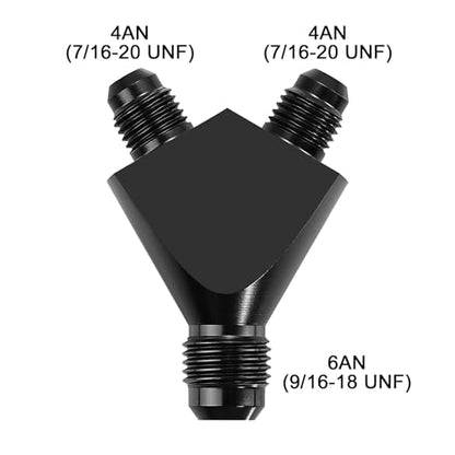 EVIL ENERGY 6AN to 4AN 4AN Y Block Flare Fitting Adapter Union Splitter Black - size: 6AN to 2 × 4AN