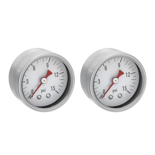 0-15 Psi Low Pessure Gauge 1.5" Dial Size, 1/8" NPT Thread, Stainless Steel Case & Copper Internals - for ATV Tires, Steam Boilers, Air Compressors, HVAC Systems, 2-Pack - size: 1-1/2" SS 1/8" NPT 0-15psi