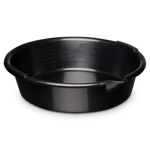 Oil Drain Pan 7-Quart Waste Automotive Fluid Change Container with Built-in Scale, Leak-Proof Spout and Splash Guard for Easy Car Maintenance