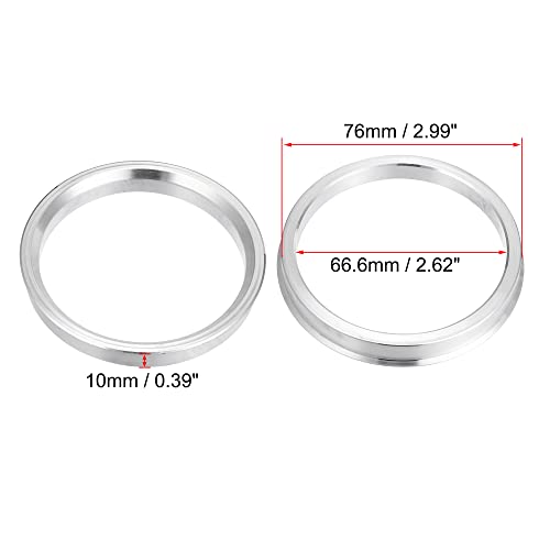 X AUTOHAUX 4pcs OD 76mm to ID 66.6mm Aluminum Alloy Car Auto Hub Centric Rings Wheel Bore Center Spacer Replacement - size: 76mm-66.6mm