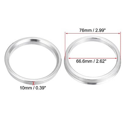 X AUTOHAUX 4pcs OD 76mm to ID 66.6mm Aluminum Alloy Car Auto Hub Centric Rings Wheel Bore Center Spacer Replacement - size: 76mm-66.6mm