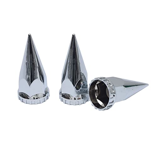 ABS Plastic Chromed Hubcaps Front and Rear Wheel Axle Cover Set with 33mm Thread-On Lug Nut Covers for Semi Trucks (Pointed) - color: Pointed