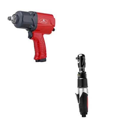 AEROPRO TOOLS A398 1/2-Inch Aluminum Air Impact Wrench & 3/8" Air Ratchet Wrench 50 Ft-Lbs