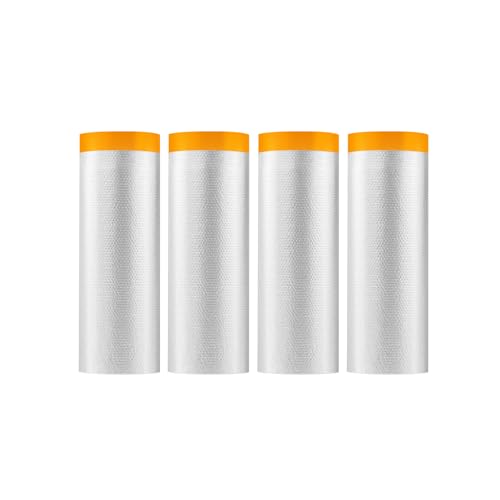 Pre-Taped Masking Film - 4Rolls 8.86ft x 65.6ft Painters Plastic Rolls - size: 8.86ft x 65.6ft