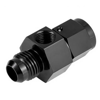 6AN Male Flare to -6 Female Swivel Fuel Pressure Take Off Fitting with 1/8" NPT Gauge Port, CNC Machined Anodized Black, for E85 Gasoline Methanol Racing Fuel Systems - size: AN6 with 1/8 NPT Port