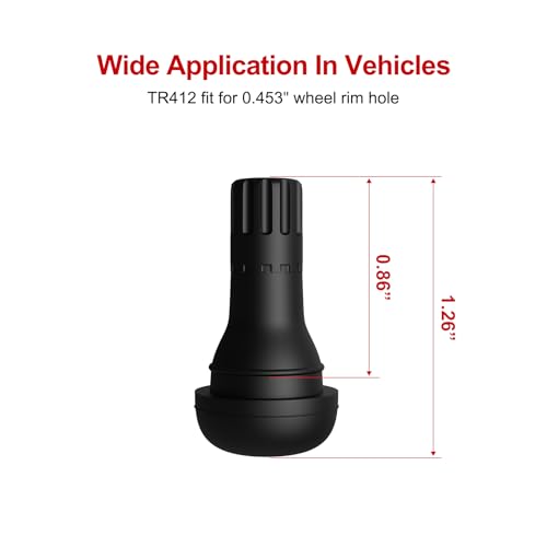 SUNSOUL TR412 5pcs Brass Stem EPDM Rubber Snap-in Short Tire Valve Stem for 0.453 Inch 11.5mm Rim Holes - color: TR412-5pcs