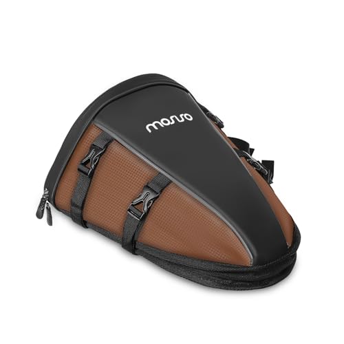 MOSISO Motorcycle Tail Bag Waterproof Polyester Storage Saddle Bag,Brown - color: Brown