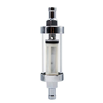 5/16 inch 9747 Inline Fuel Filter With Clear View Glass And Chrome (5) - size: 5 Pack
