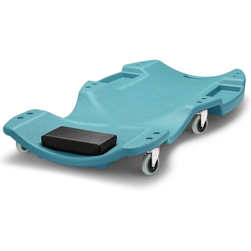 DNA MOTORING 48 Inches Heavy-Duty Low-Profile Roller Automotive Creeper with Padded Headrest, Tiffany Blue, TOOLS-00239-TB - color: Tiffany Blue, size: 48 Inches