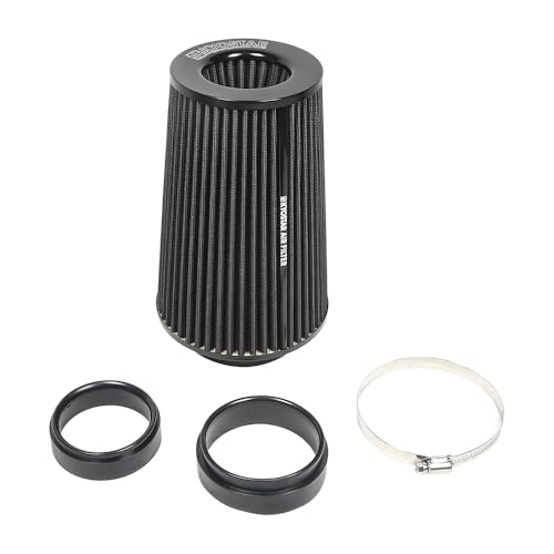 Universal 3/3.5/4" (75/89/100mm) High-Flow Air Filter, Reusable Cone Cold Air Intake, High Performance, Clamp-On Car High Flow Air Kit, Flange Diameter: 3/3.5/4 Inch, Height: 10 Inch, BLACK - color: BLACK