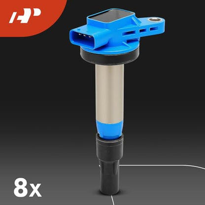 A-Premium Blue Set of 8 Ignition Coil Pack and Iridium Spark Plugs - color: Blue