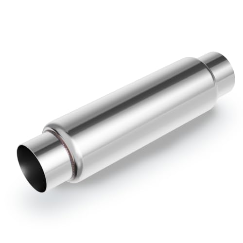 3" Inlet Exhaust Resonator, 3" Inlet/Outlet 16" Overall Length Exhaust Resonator Muffler, Straight Through Stainless Steel Muffler - size: 3" Inlet 16" Overall Length