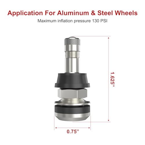 SUNSOUL TR416 5pcs Metal Valve Stems Outer Mount Fits .453" & .625" Rim Holes, Silver, High-Pressure Clamp-in Tire Valves - color: TR416-5pcs