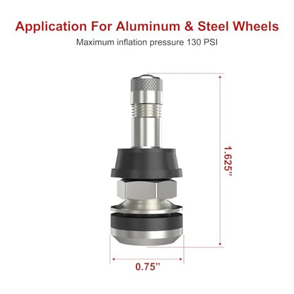 SUNSOUL TR416 5pcs Metal Valve Stems Outer Mount Fits .453" & .625" Rim Holes, Silver, High-Pressure Clamp-in Tire Valves - color: TR416-5pcs