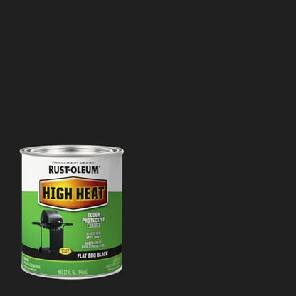 Rust-Oleum High Heat Flat BBQ Black Protective Enamel Paint - color: Bar-B-Que Black, size: 32 Fl Oz (Pack of 1)