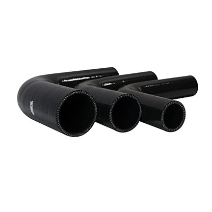 3.5" ID, 8" Leg Length 90 Degree Elbow Silicone Coupler Hose, 4-Ply Reinforced Universal Silicone Pipe Hose Turbo Intake Tube Intercooler Piping Black - color: Black, size: 3.5" ID