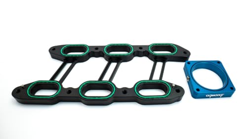 Intake Manifold Spacer and Throttle Body Spacer Kit Compatible with 3.0L EcoBoost Engines | Billet Aluminum Performance Airflow Upgrade | Hardware Included (Blue) - color: Blue