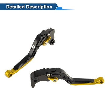 Brake Clutch Levers for Kawasaki ZX636R 00-04 Black Gold Tone - color: Black Handle Gold Tone End