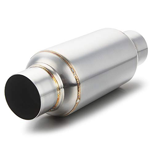 LCGP 2.5'' Inlet & Outlet Universal Muffler, 11.5'' Overall Length Stainless Steel Resonator - color: Silver, size: 2.5" Inlet 11.5" Overall Length
