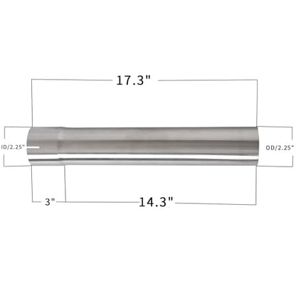 2.25 Inch Exhaust Pipe T304 Stainless Steel Exhaust Tubing (SS Tubo),Tailpipe 2.25" OD-to-2 1/4ID Adapter Length 17.3"Straight Tubing, Flared & Slotted End, Polished Finish,Universal Connector 2ps - size: QK2.25"-17.3"-2 ps