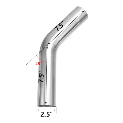 A-KARCK Exhaust 45 Degree Tube 2.5" OD, 304 Stainless Steel Exhaust Pipe Mandrel Bend, Custom Your Own Exhaust System - size: 2.5", style: 45 Degree