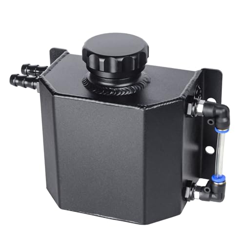 Coolant Reservoir Tank, 1L Aluminum Radiator Overflow Tank Black - color: Black, size: 1L