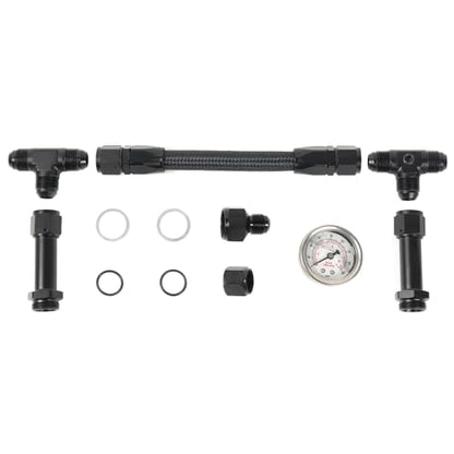 BARTOO 8AN Carburetor Dual Feed Fuel Line Kit With Pressure Gauge,Black - color: 8AN,Black,With Pressure Gauge, size: 8 AN