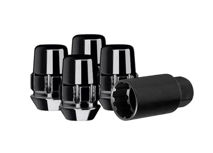 Gorilla Automotive 71631NBC Acorn Black Chrome Wheel Locks (12mm x 1.50 Thread Size) Pack of 4 - size: 12mm x 1.50