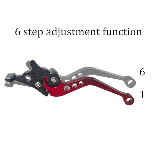 1 Pair Red Motorcycle Brake Clutch Levers, CNC Aluminum Alloy Handle Set for Scooter Motorbike, Adjustable Replacement Parts - color: Red