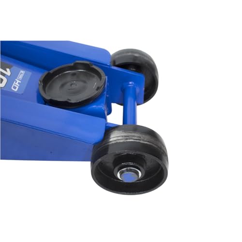 K Tool International HD63186 10 Ton Hydraulic Service Jack with Foot Pedal for Garages, Repair Shops and DIY, 20,000 lbs., Swivel Rear Casters, 3 Position Locking Handle, Built-in Bypass Valve, Blue