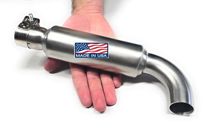 Stainless Steel Muffler Slip-On 1.25" OD tubing, 90 degree exit, Predator 420, Predator 670, Predator 459, GX240, GX270, GX390, Generator, minibike, Gokarts.