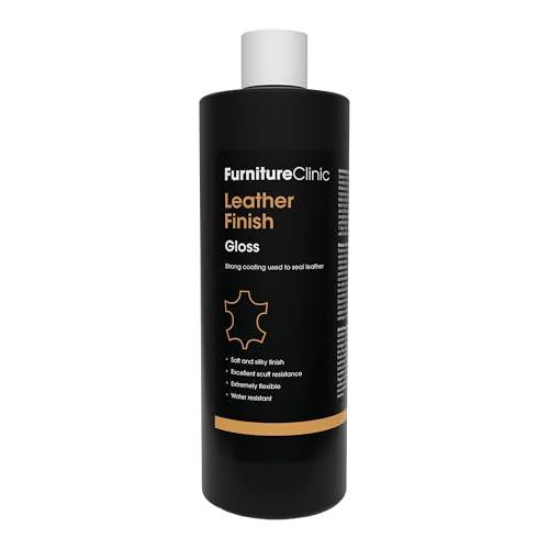 Furniture Clinic Leather Finisher Gloss | Seal & Protect | Suitable for Leather Sofas, Car Interiors, Handbags, and More | Flexible | Prevents Scratches and Scuffs | Gloss Finish (500 ml / 17 oz) - size: 17 oz, style: Gloss