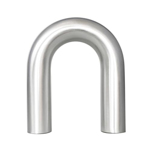 51mm (2") OD 180 Degree Elbow 2 Inch Aluminum Intercooler Pipe Air Intake Tube, 1.5D Radius, Center to Center Distance 6.22" (158mm), Brushed Finish - color: 180 Degree, size: OD 2" (51mm)