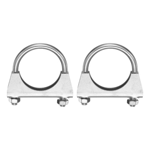 HARFINGTON 2pcs U Bolt Muffler Exhaust Clamp 48mm/1.89" 304 Stainless Steel U-Bolt Clamps Muffler Tip Hook Saddle Exhaust Clip for Tip Pipes Connection - size: 48mm