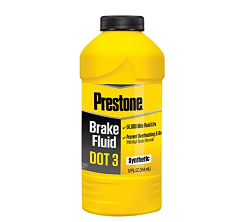 Prestone DOT 3 Brake Fluid, 12 oz, Pack of 12, Yellow, (AS400Y)