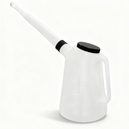 Oil Jug, Oil Measuring Container Automotive and Flexible Oil Funnel Set Oil Dispenser Automotive Motor Oil Container with Lid and Cap (5 Quart) - size: 5 Quart