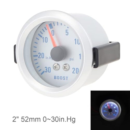 Boost Gauge, 2" 52mm LED PSI Turbo Boost Gauge Pressure Blue Light Universal 0~30in.Hg / 0-20PSI