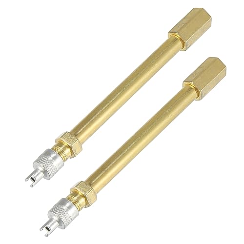 X AUTOHAUX 2pcs 100mm/3.94" Long Brass Auto Tire Valve Extension Adaptor Air Tyre Stem Extender Inflation Stright Bore for Car Truck Motorcycle Bike Scooter - size: 100mm