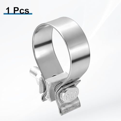 HARFINGTON 410 Stainless Steel Exhaust Clamp 2.09" Butt Joint Narrow Band Muffler Seal Exhaust Narrow Lap Butt Clamps for Pipe Mufflers Converters System Repair, Silver - size: Range 53-61 mm, Band Width 22mm