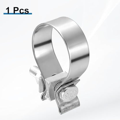 HARFINGTON 410 Stainless Steel Exhaust Clamp 2.09" Butt Joint Narrow Band Muffler Seal Exhaust Narrow Lap Butt Clamps for Pipe Mufflers Converters System Repair, Silver - size: Range 53-61 mm, Band Width 22mm