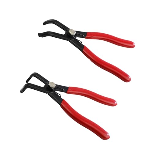 2-Piece Push Pin Pliers Set with 30 Degree and 80 Degree Offset Jaws, Spring Loaded and Plastic Spraying, Auto Clip Removal Tool Kit for Easily Removing Trim Plastic Fasteners, Rivets, Clips (Black)