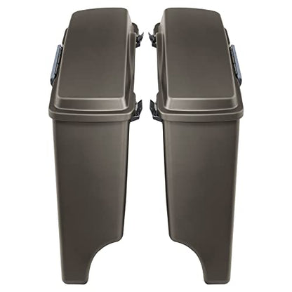 TCMT 5" Stretched Hard Saddlebags Fit For Harley Touring Electra Road Glide 1993-2013 - color: Pewter Denim Chrome Latches
