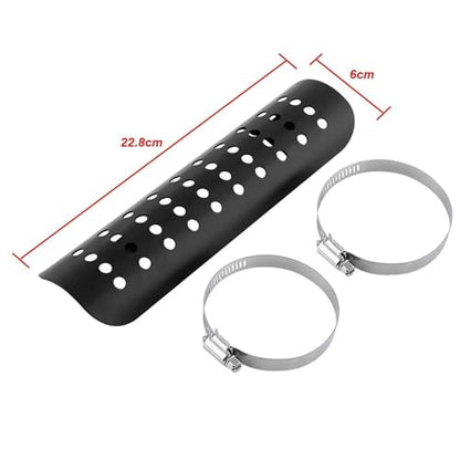 Keenso Motorcycle Exhaust Heat Shield,Universal Motorcycle Heat Guard Cover with 2 Stainless Steel Clamps for 50mm-70mm Pipe Diameter(Silver) - color: Silver