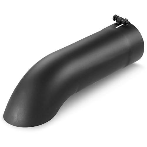 LCGP 4 Inch Inlet Turn Down Bolt On Exhaust Tip, Standard 4 Inch Inside Diameter Turndown Exhaust Tailpipe Tip, Black Powder Coated Stainless Steel, 15 Inch Length - size: 4 Inch, style: Black